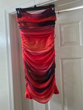 Nwt Hello Molly Size Small/4 Strapless Orange Dress